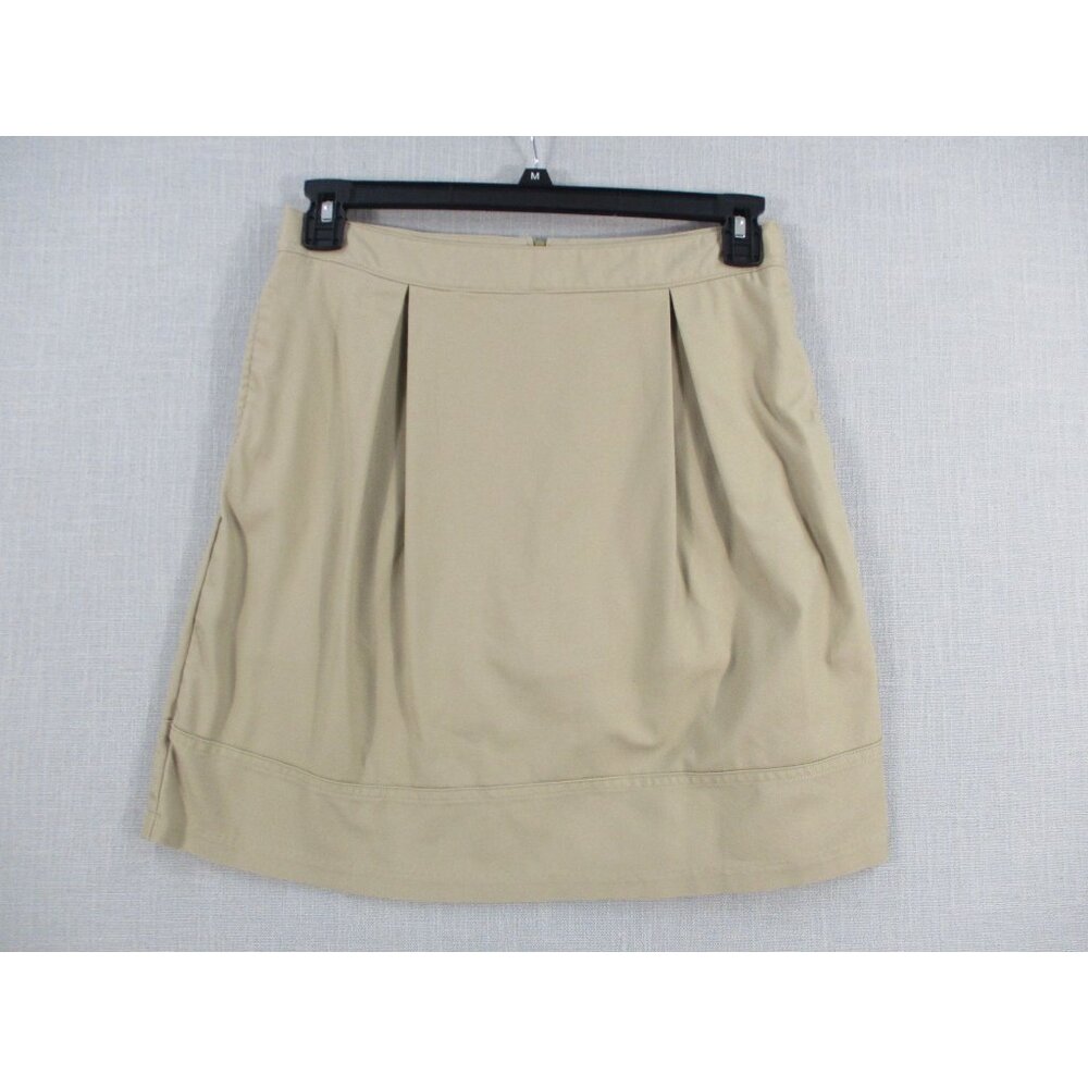 Lands End Khaki Pleated Skirt Youth‎ Size 16 Beige Polyester Blend Back Zipper
